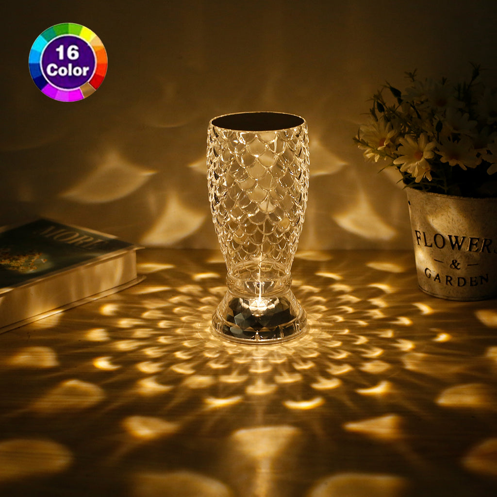 Fish Scale Lamp With USB Port LED Rechargeable Touch Night Light Cryst ...